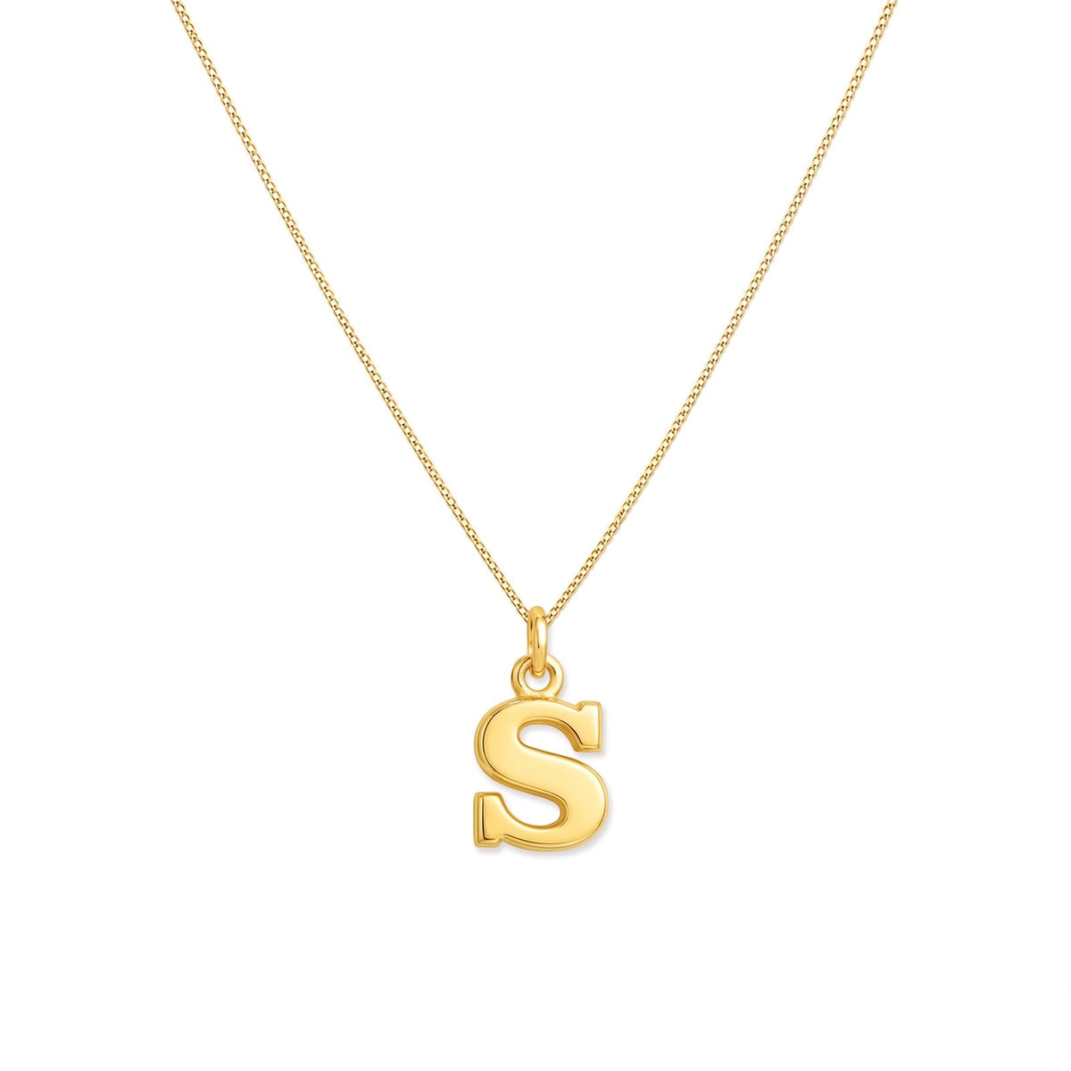 Gold initial S necklace on a fine chain · Velezeco #opt1_19