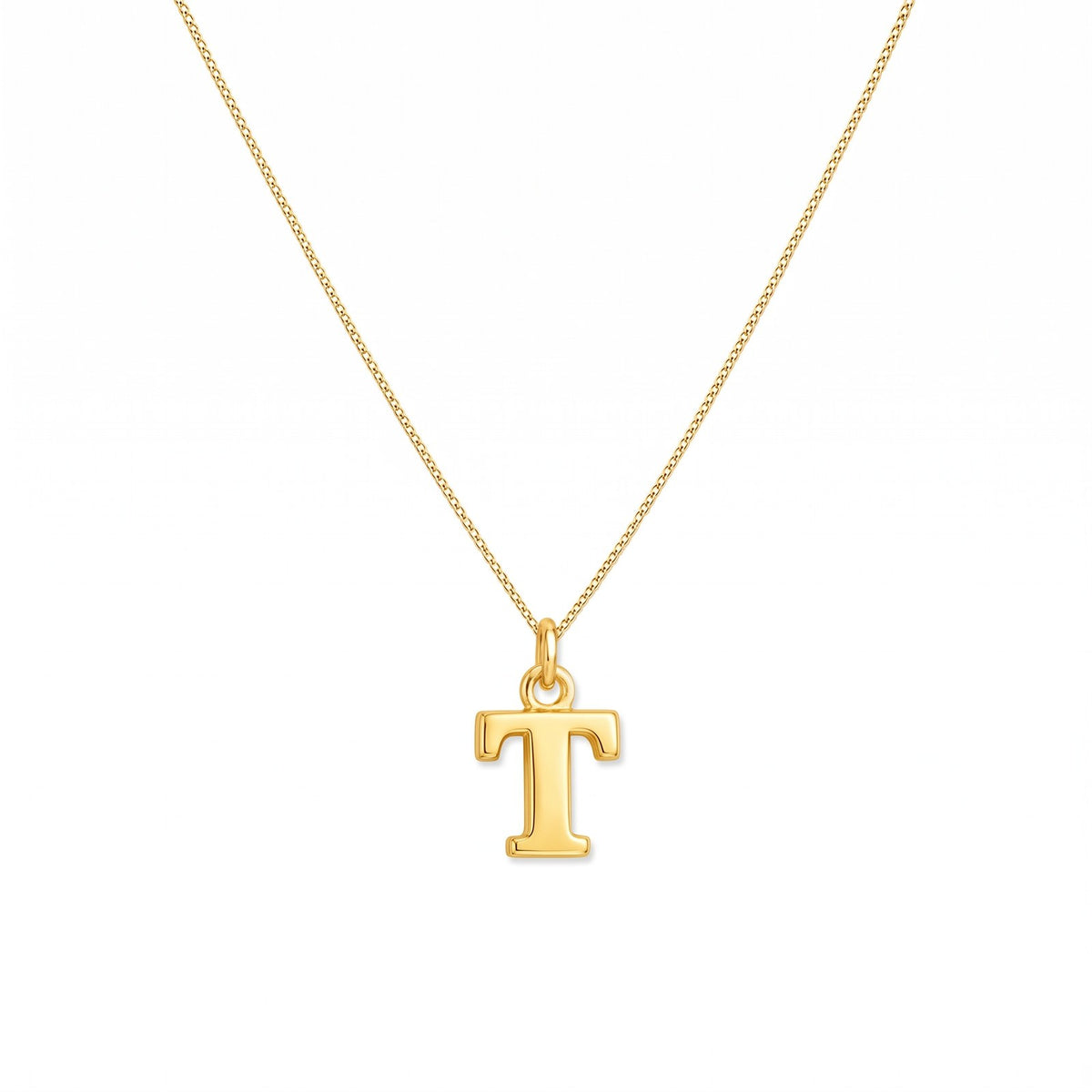 Gold initial T necklace on a fine chain · Velezeco #opt1_20