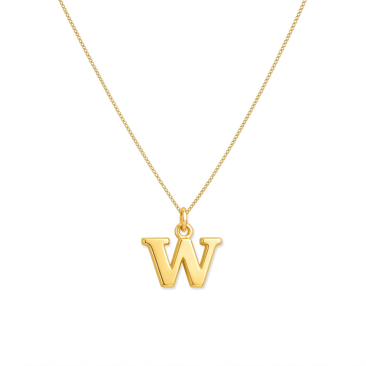 Gold initial W necklace on a fine chain · Velezeco #opt1_23