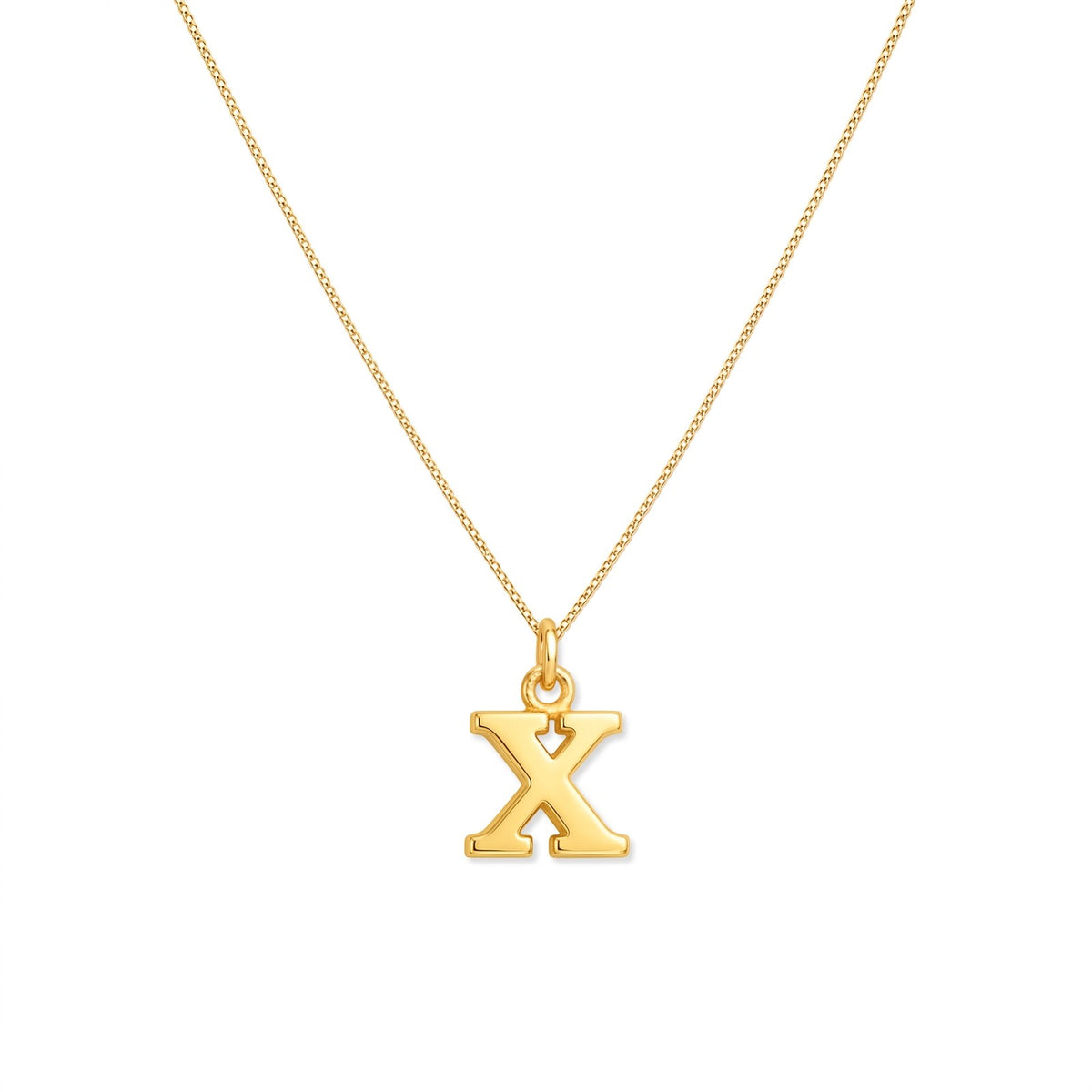 Gold initial X necklace on a fine chain · Velezeco #opt1_24