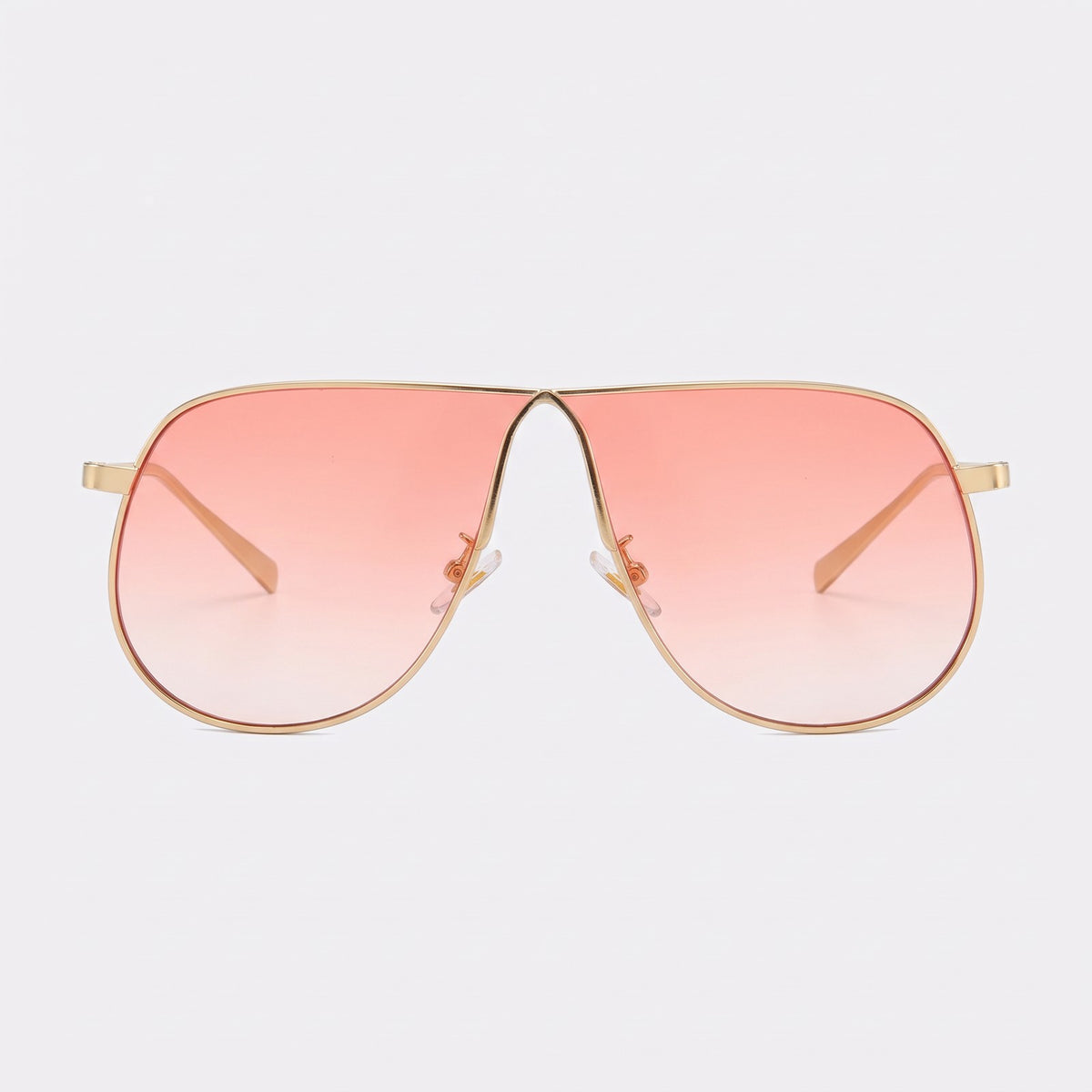 Mirage oversized gold shield aviator sunglasses with pink gradient lenses, Pin, front view · Velezeco #opt1_5