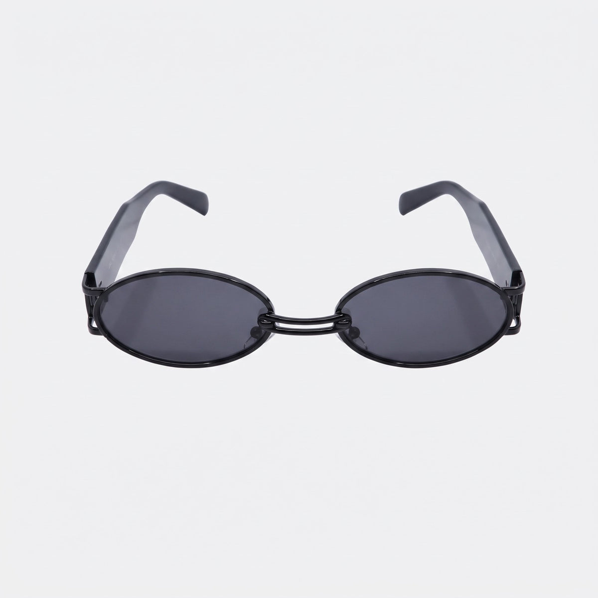 Monte Carlo black oval sunglasses with dark grey lenses, front view · Velezeco #opt1_3