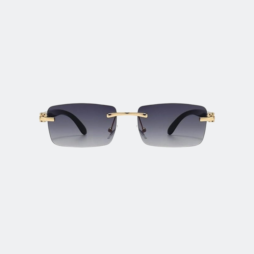 Phantom rimless sunglasses with grey gradient lenses and black temples, front view · Velezeco #opt1_1