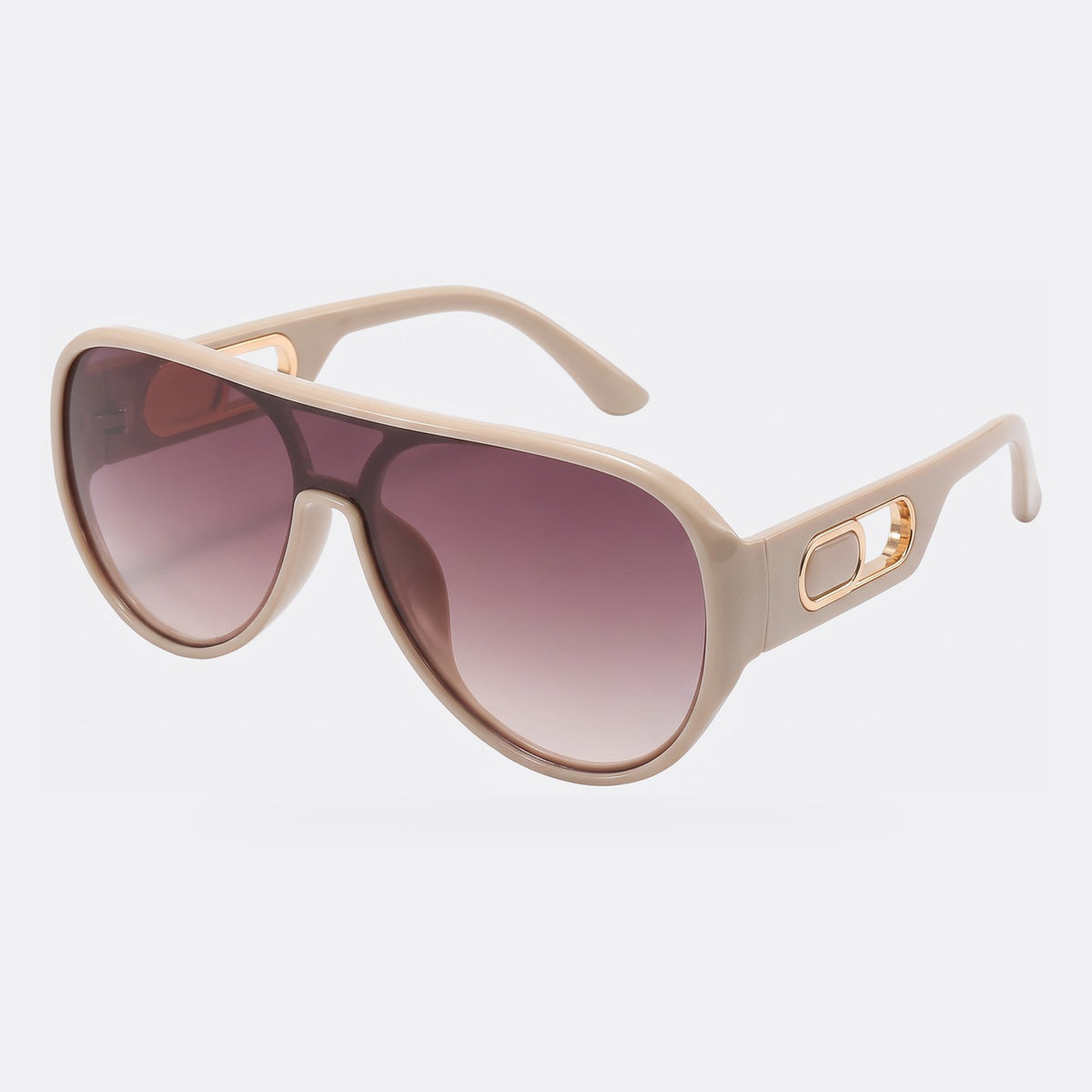 Three-quarter view of the cream frame and purple gradient lens showing the gold temple cut-out — Portofino — Velezeco #opt1_3