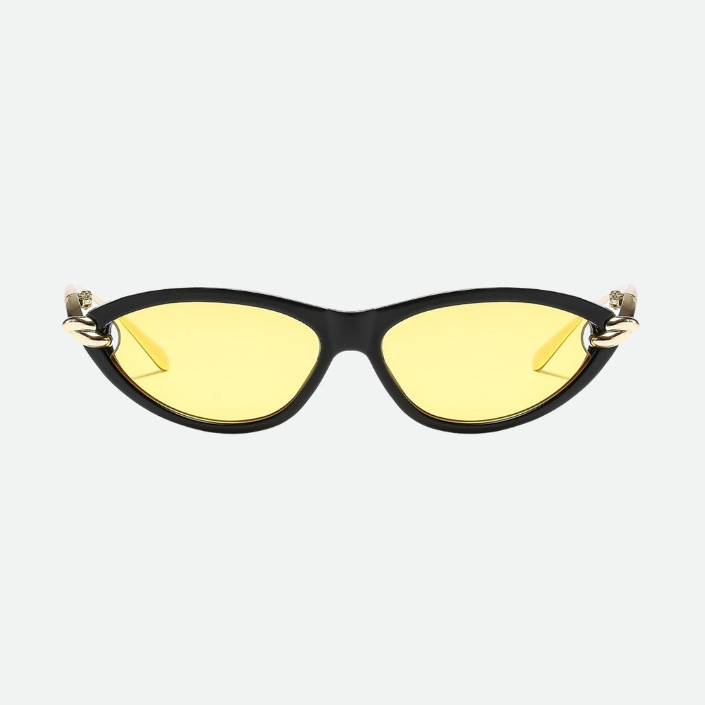 Cat eye sunglasses temple and hinge detail — Santorini — Velezeco