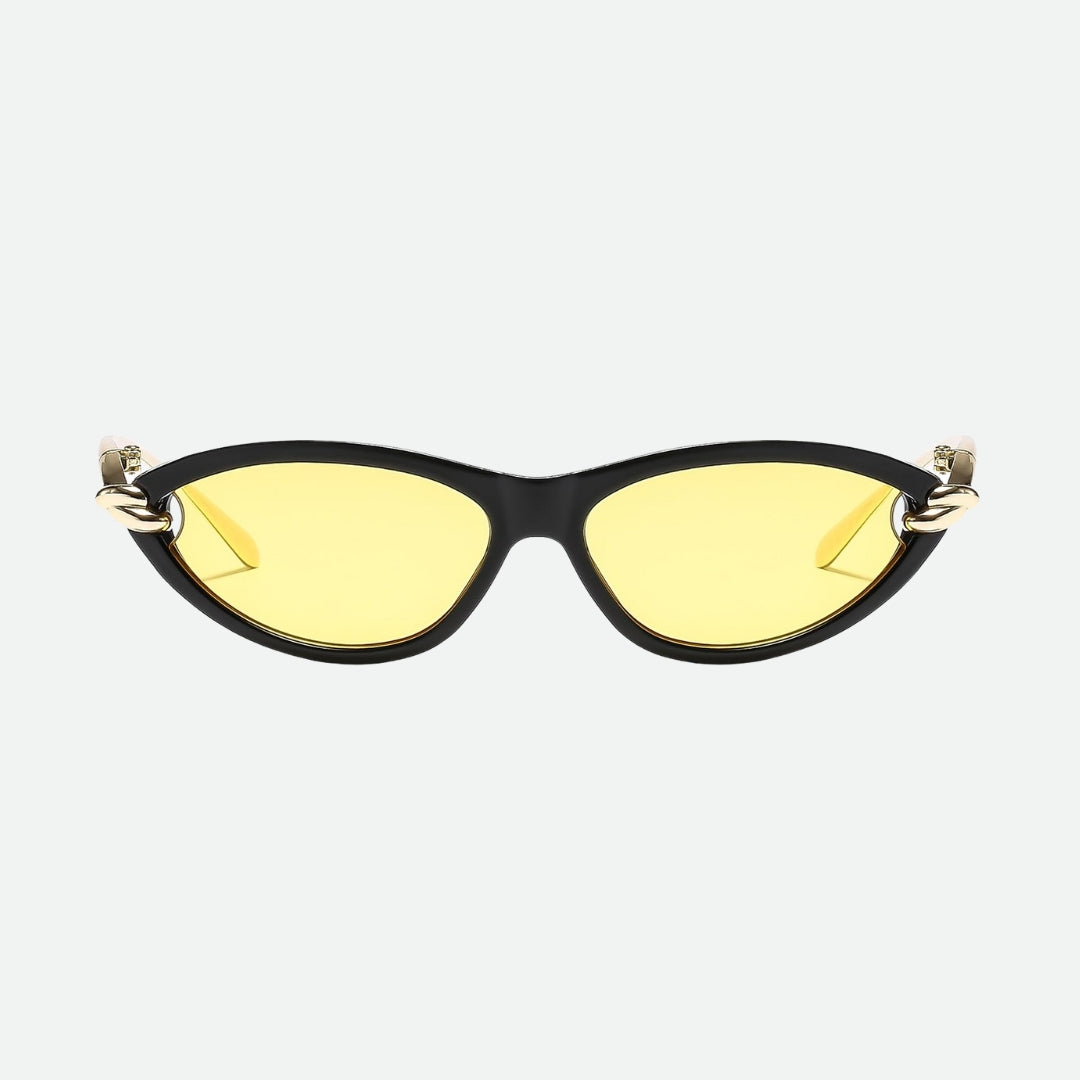 Cat eye sunglasses temple and hinge detail — Santorini — Velezeco
