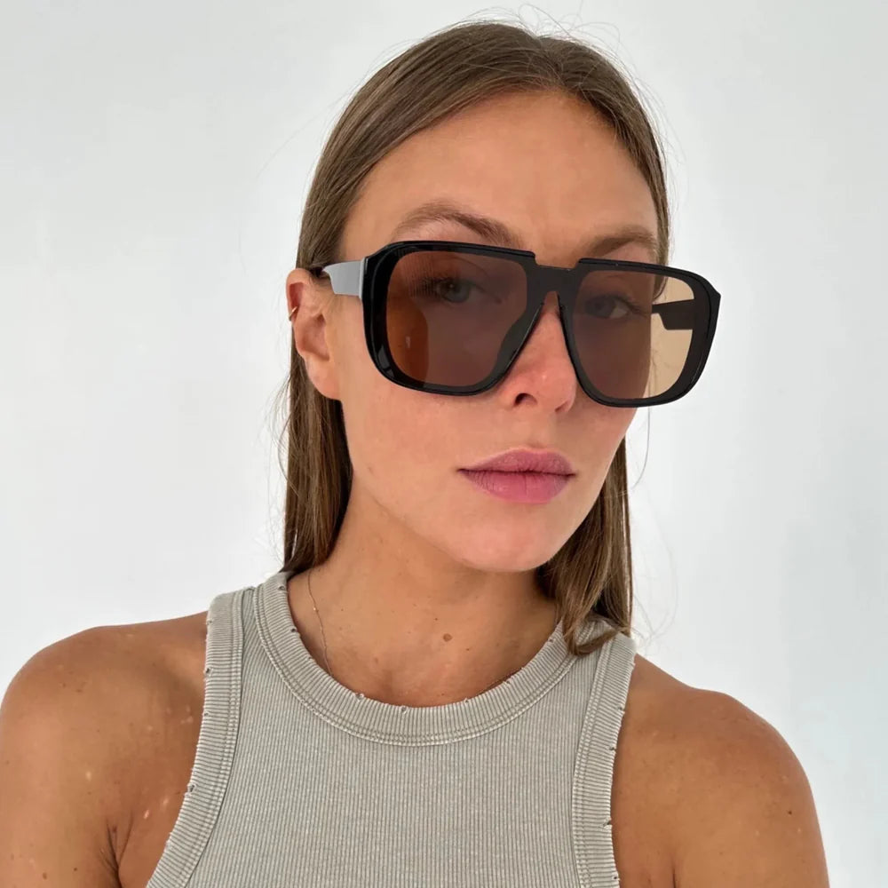Aviator sunglasses worn by model outdoors — Verona — Velezeco