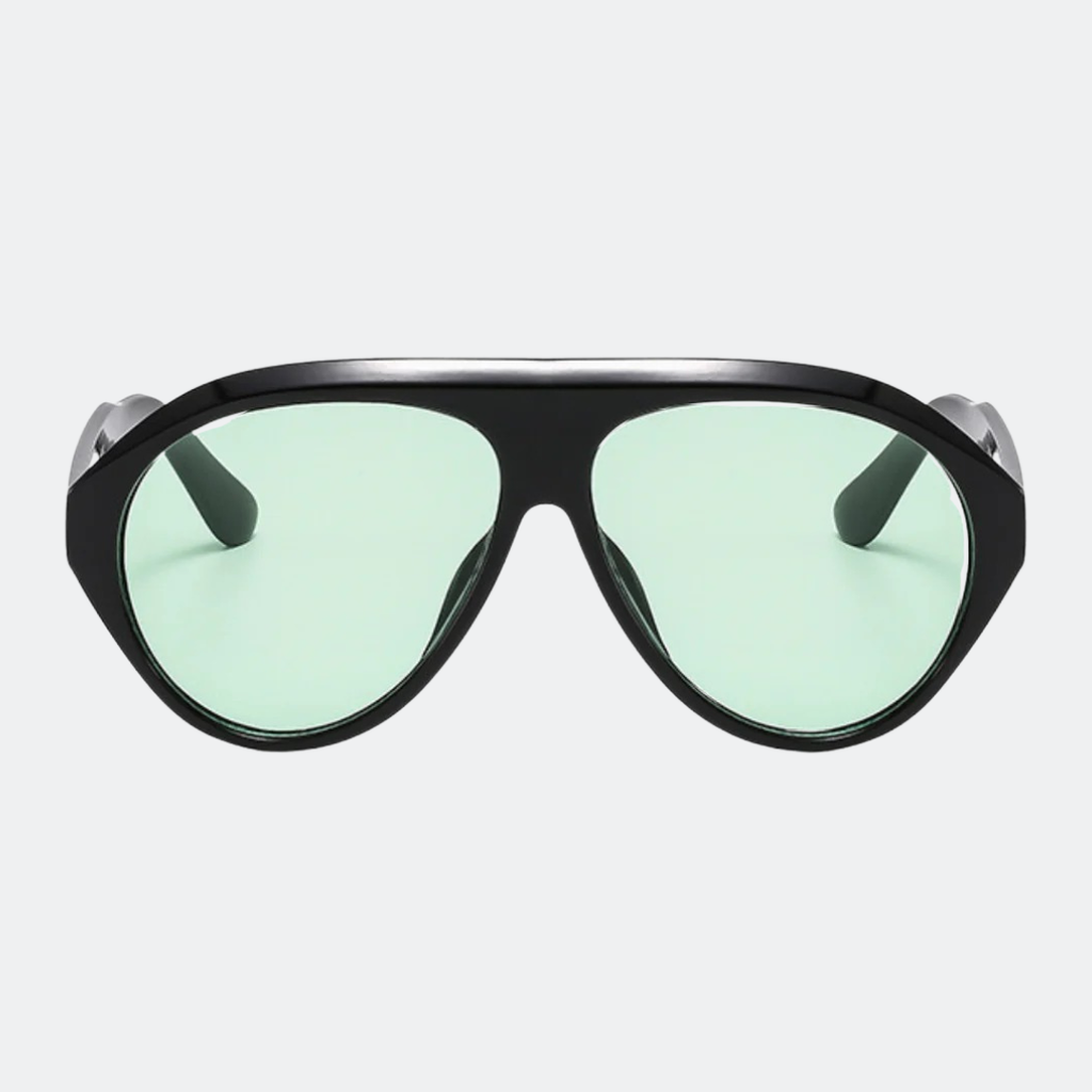 Aviator sunglasses worn by model outdoors — Boston — Velezeco