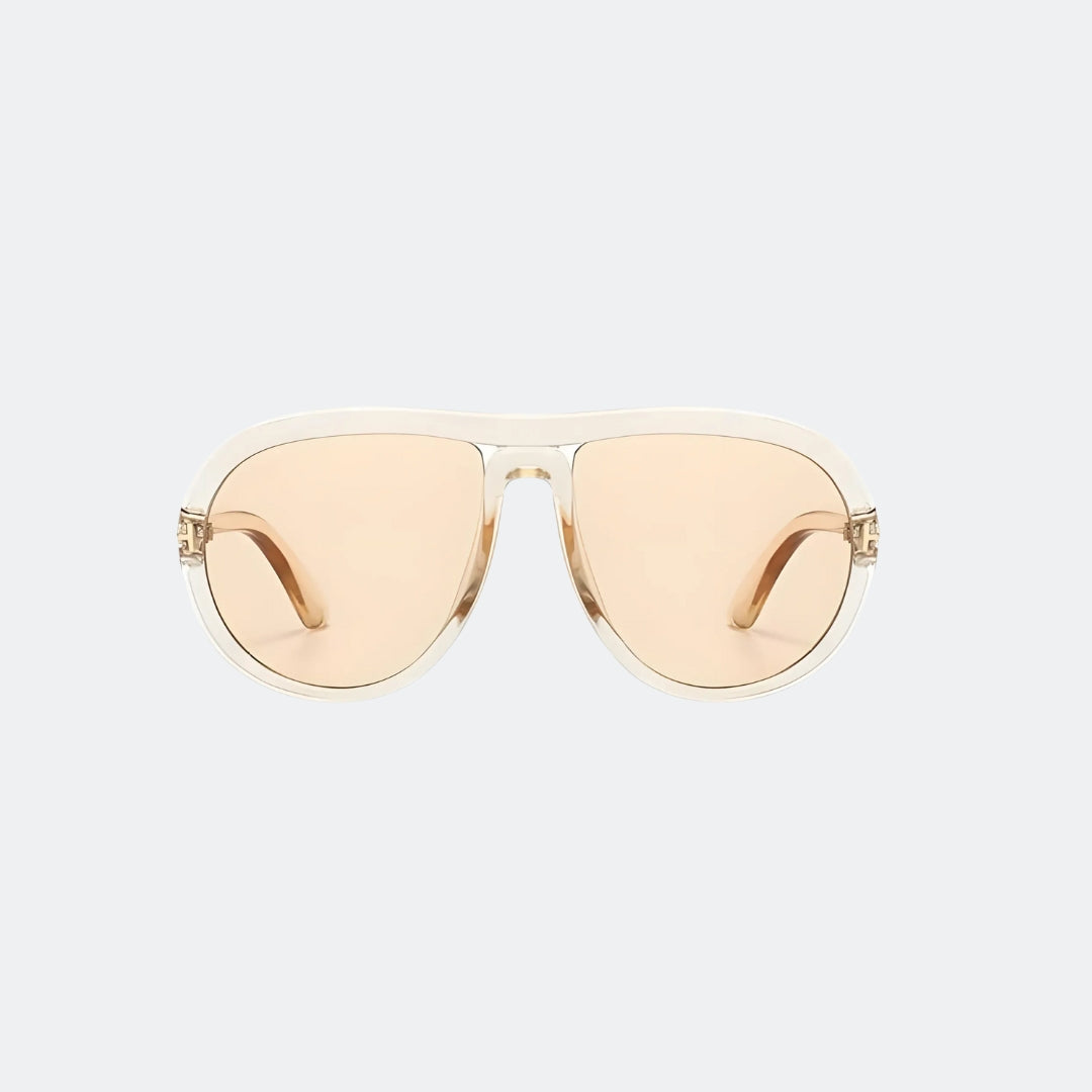 Aviator sunglasses temple and hinge detail — Marbella — Velezeco