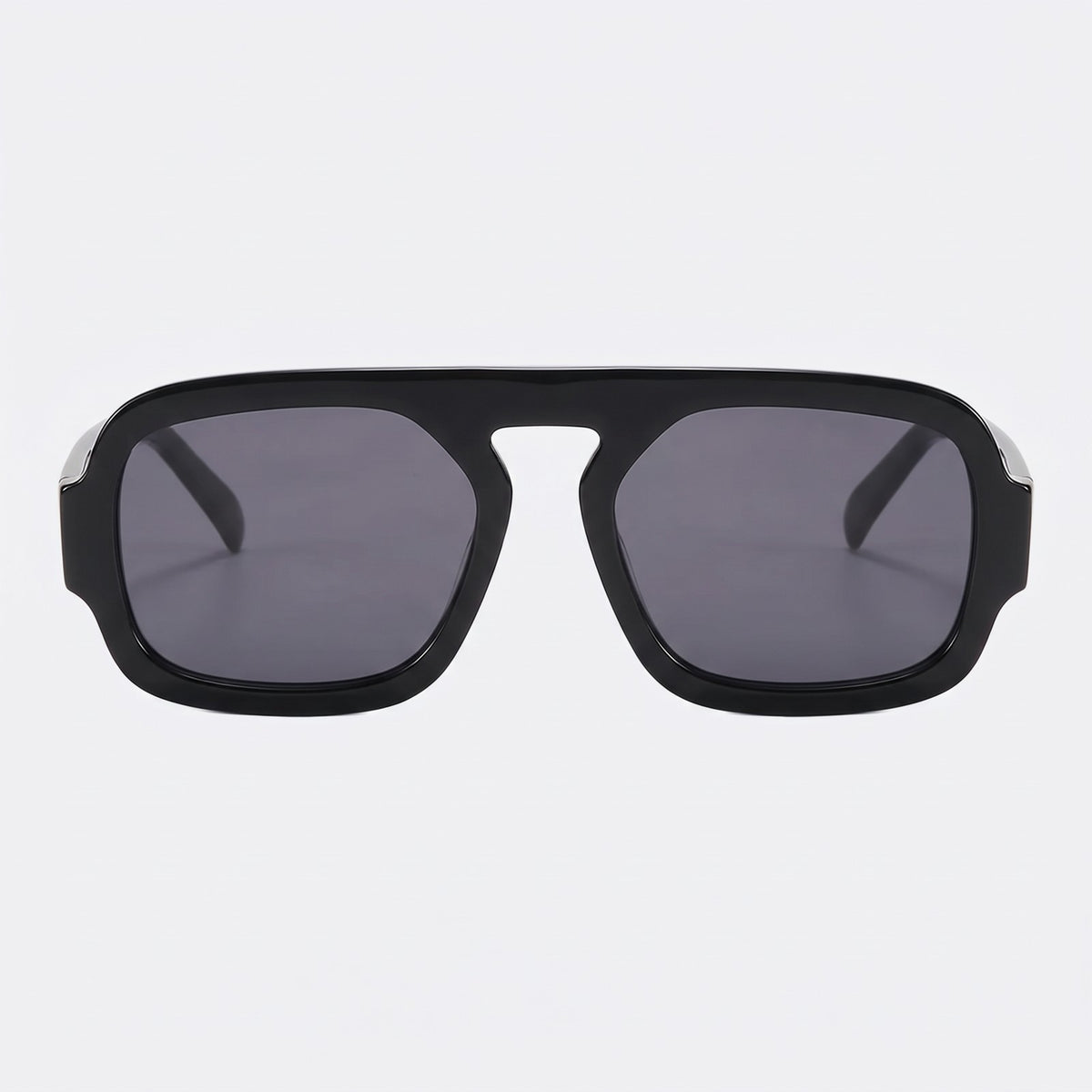 Vortex black square pilot sunglasses with dark grey lenses, front view · Velezeco #opt1_3