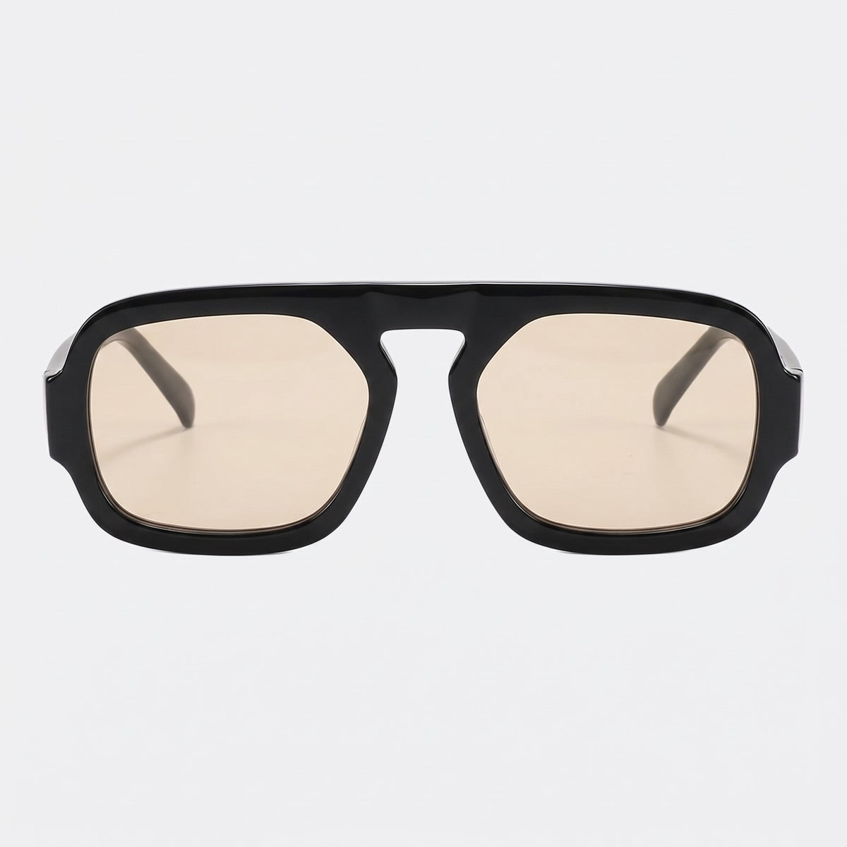 Vortex black square pilot sunglasses with champagne lenses, front view · Velezeco #opt1_8