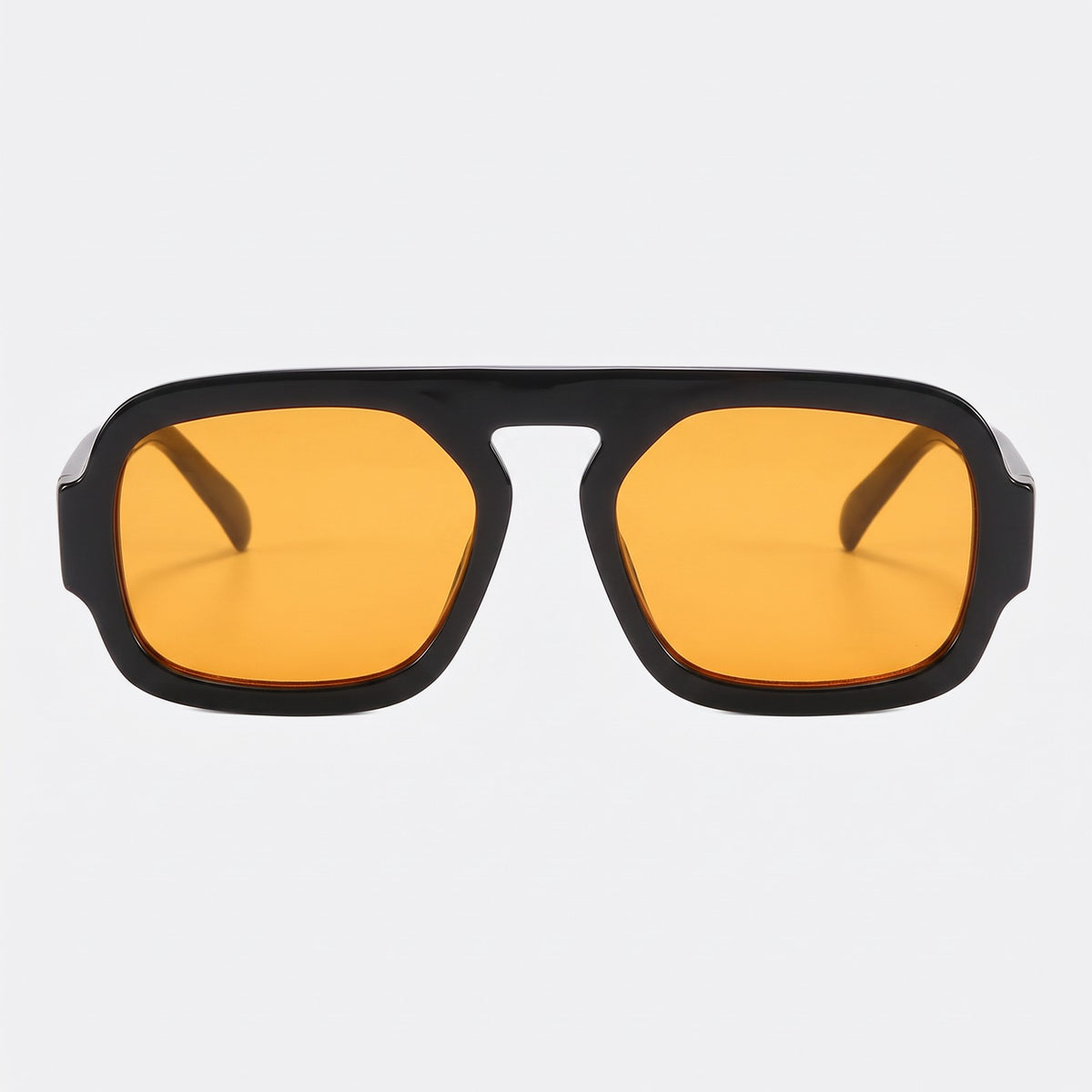 Vortex black square pilot sunglasses with amber yellow lenses, front view · Velezeco #opt1_5