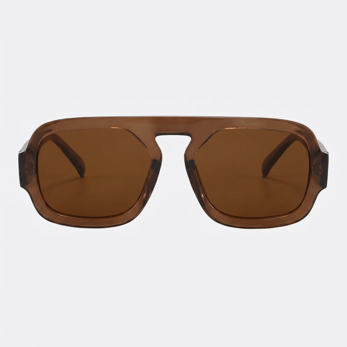 Vortex translucent brown square pilot sunglasses with brown lenses, front view · Velezeco #opt1_6