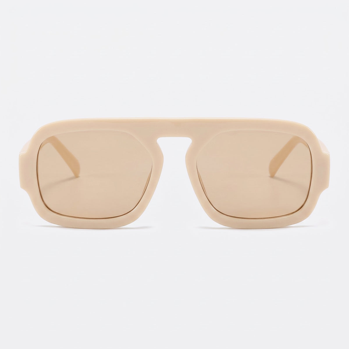 Vortex cream square pilot sunglasses with beige lenses, front view · Velezeco #opt1_4