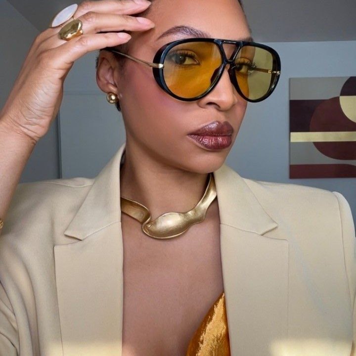 Lunettes aviateur oversize, verre ambre
